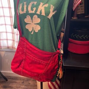 Marc Fisher Red Studded Crossbody Bag